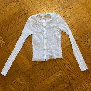 Only hearts sheer white cropped long sleeve button down cardigan top